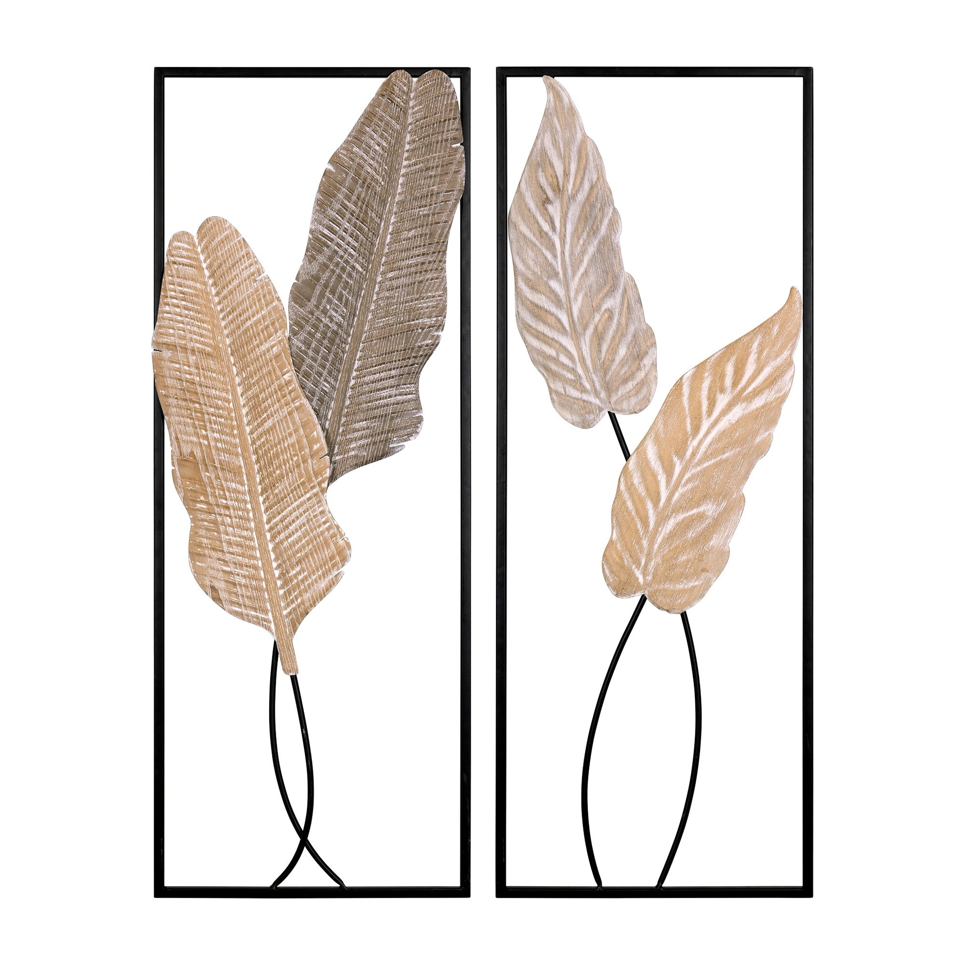 Two Piece Metal Leaves and Branch Wall Art By Homeroots | Wall Decor | Modishstore