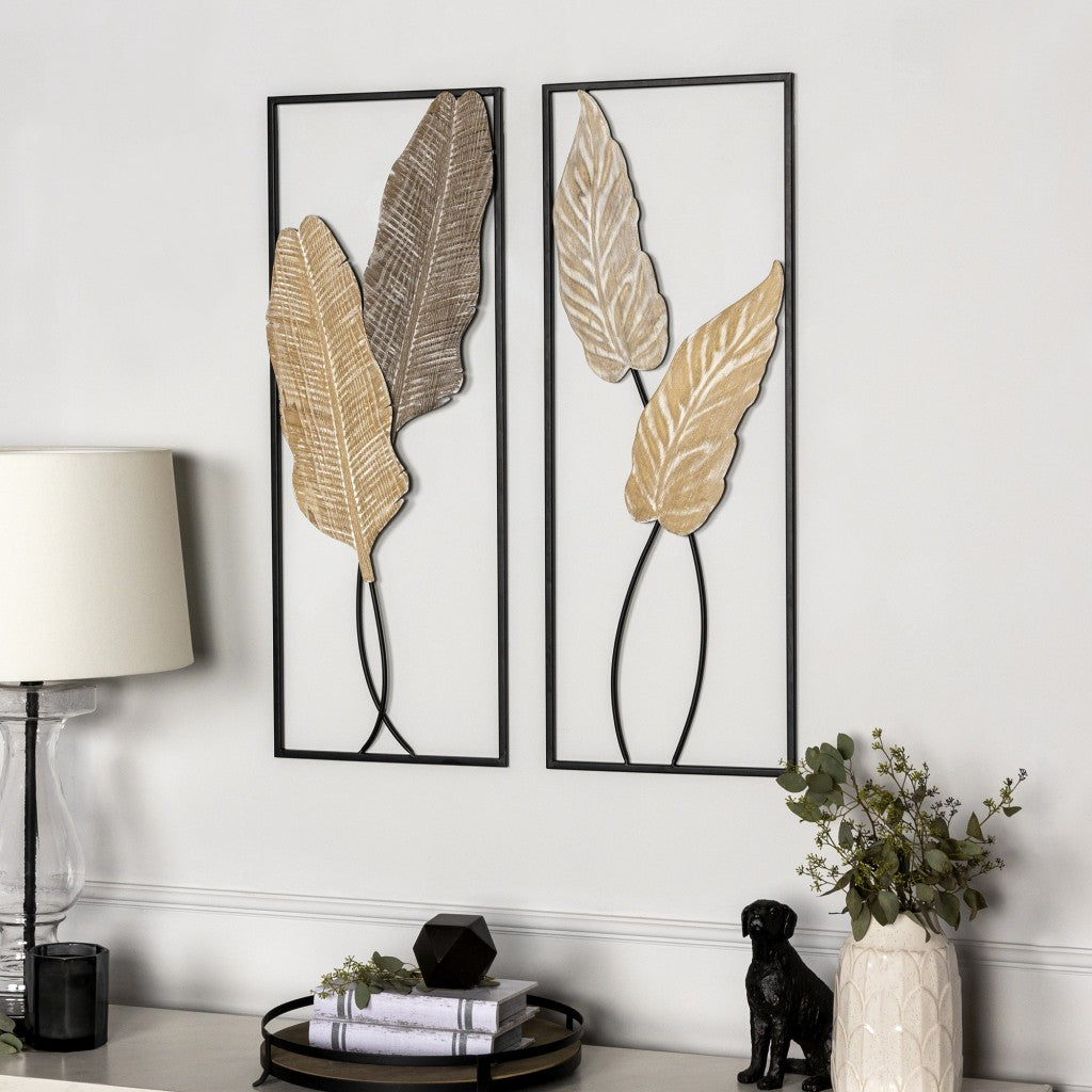 Two Piece Metal Leaves and Branch Wall Art By Homeroots | Wall Decor | Modishstore - 7