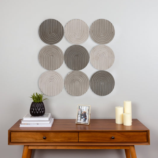 Neutral Textured Metal Plate Wall Décor By Homeroots | Wall Decor | Modishstore - 2