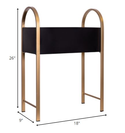 Gold and Black Metal Plant Stand By Homeroots | Planters, Troughs & Cachepots | Modishstore - 2