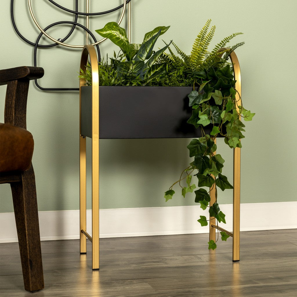 Gold and Black Metal Plant Stand By Homeroots | Planters, Troughs & Cachepots | Modishstore - 6