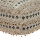 Boho Fringed Beige and Black Handwoven Pouff Ottoman By Homeroots | Ottomans | Modishstore - 4