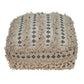Boho Fringed Beige and Black Handwoven Pouff Ottoman By Homeroots | Ottomans | Modishstore - 3