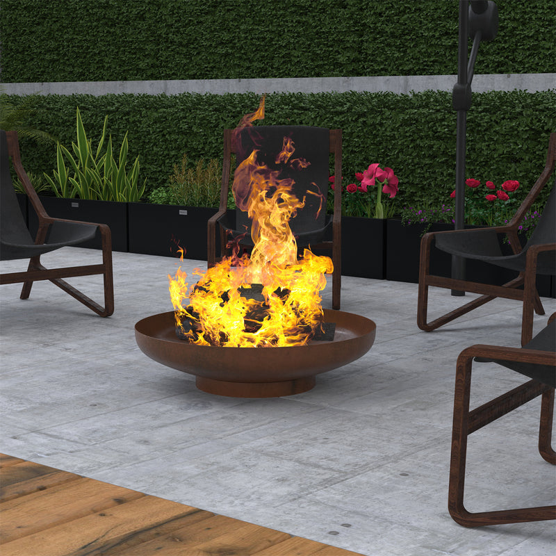 24' Minimalist Wood Burning Steel Firepit By Homeroots | FIRE PITS | Modishstore