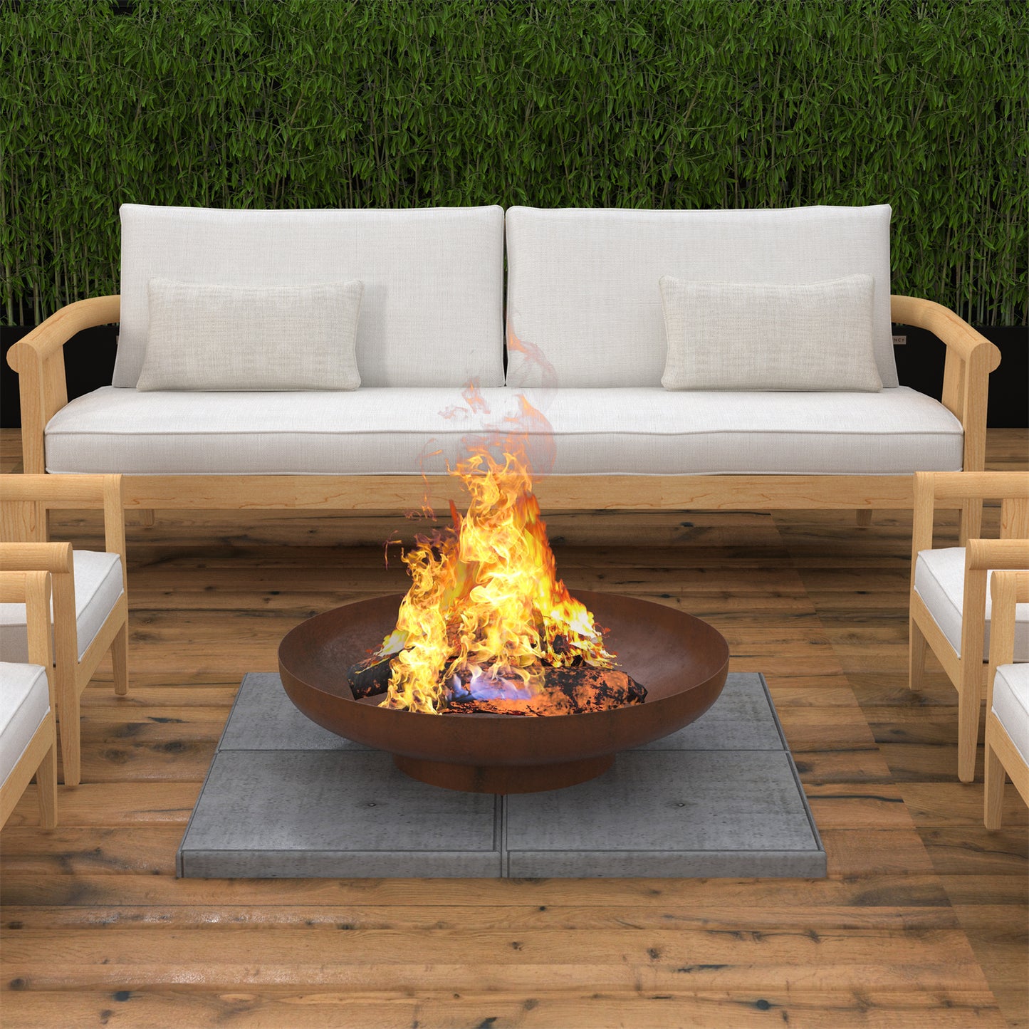 24' Minimalist Wood Burning Steel Firepit By Homeroots | FIRE PITS | Modishstore - 2