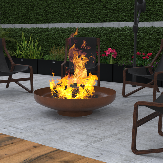 28' Minimalist Wood Burning Steel Firepit By Homeroots | FIRE PITS | Modishstore