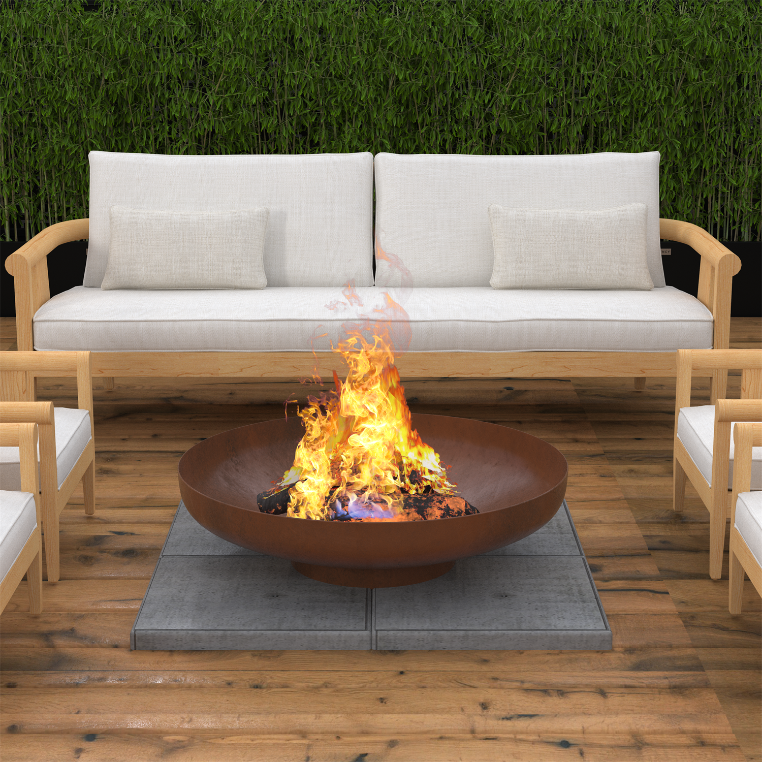 28' Minimalist Wood Burning Steel Firepit By Homeroots | FIRE PITS | Modishstore - 2