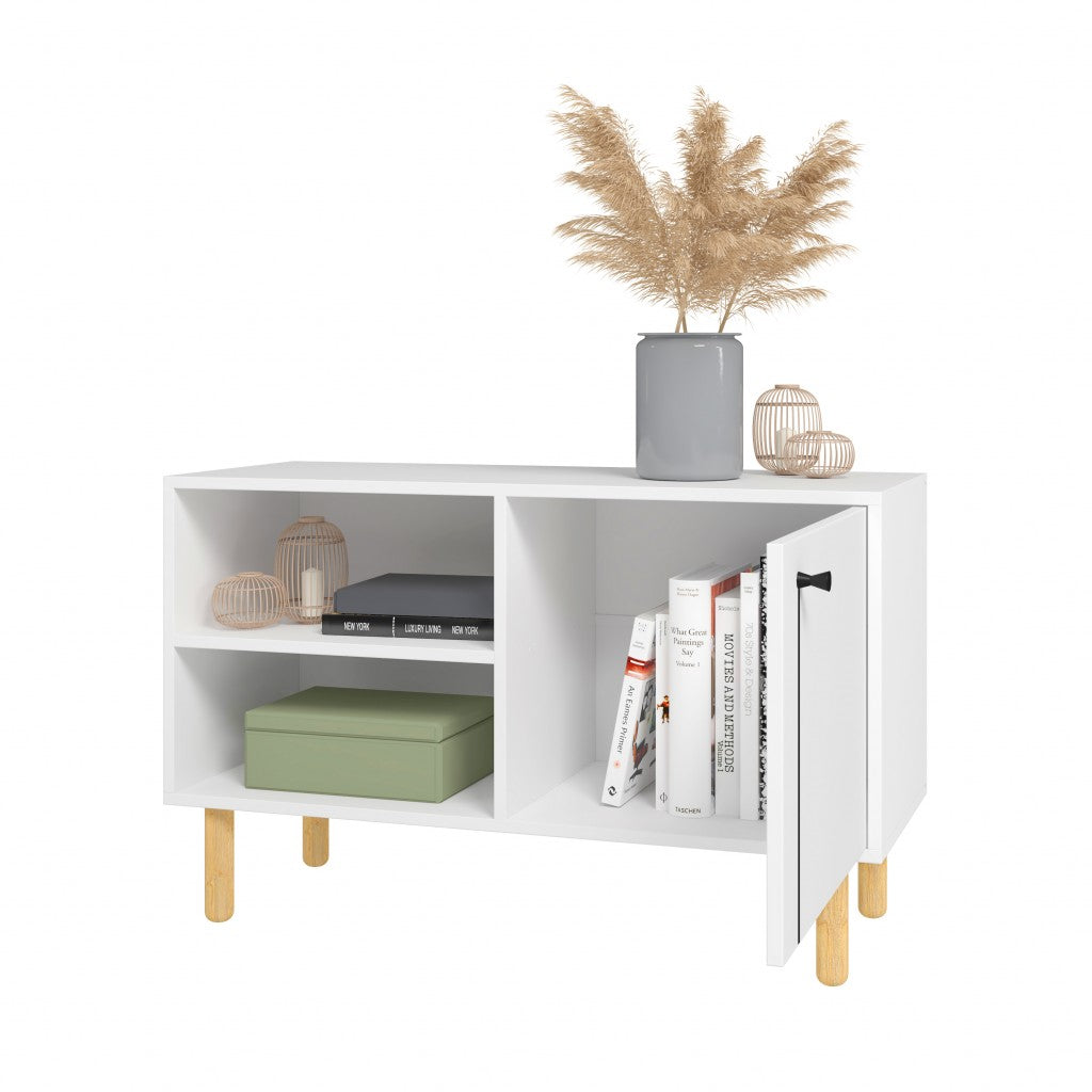 Iko White Modern Sideboard Open Cubbie Cabinet By Homeroots | Shelves & Shelving Units | Modishstore - 3