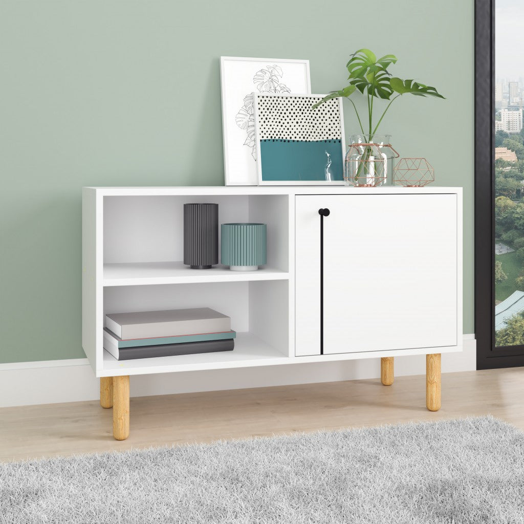 Iko White Modern Sideboard Open Cubbie Cabinet By Homeroots | Shelves & Shelving Units | Modishstore - 3