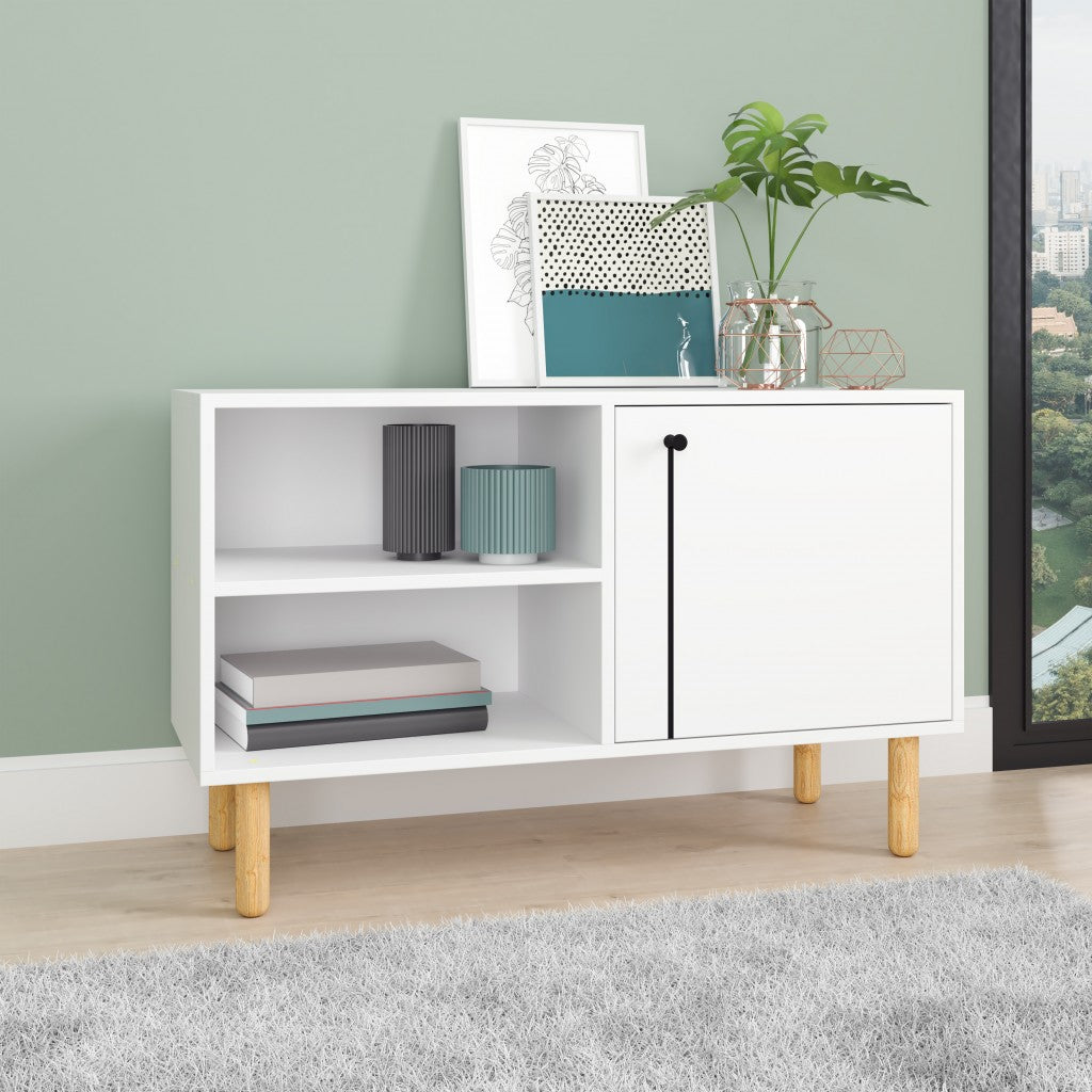 Iko White Modern Sideboard Open Cubbie Cabinet By Homeroots | Shelves & Shelving Units | Modishstore