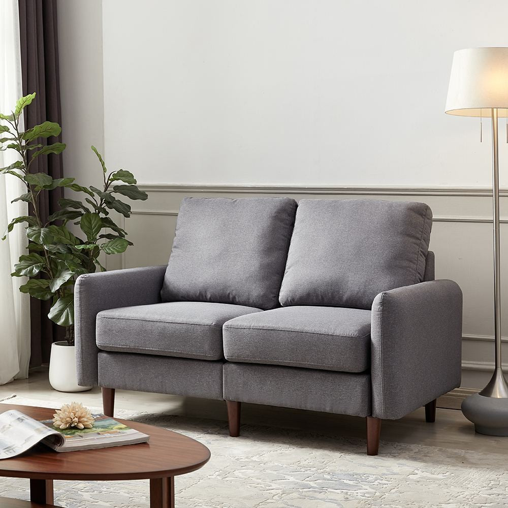 Loft Gray 56" Round Arm Modular Loveseat By Homeroots | Loveseats | Modishstore