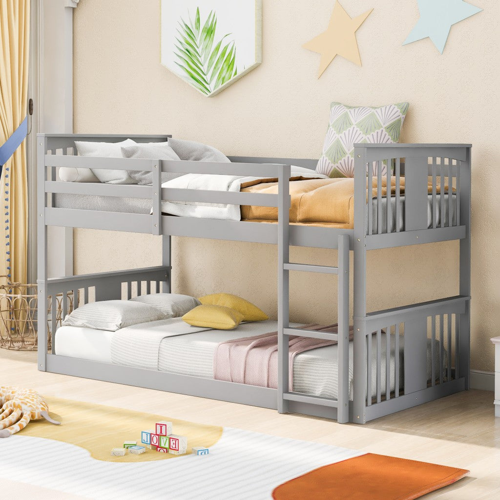 Gray Classic Twin Over Twin Bunk Bed With Ladder By Homeroots | Beds | Modishstore