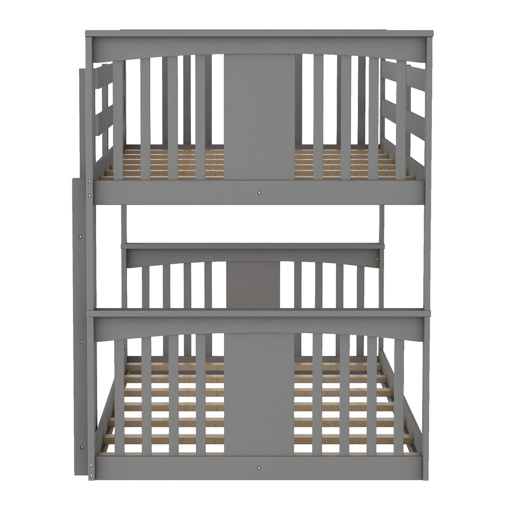Gray Classic Twin Over Twin Bunk Bed With Ladder By Homeroots | Beds | Modishstore - 5