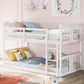 White Classic Twin Over Twin Bunk Bed With Ladder By Homeroots | Beds | Modishstore - 3