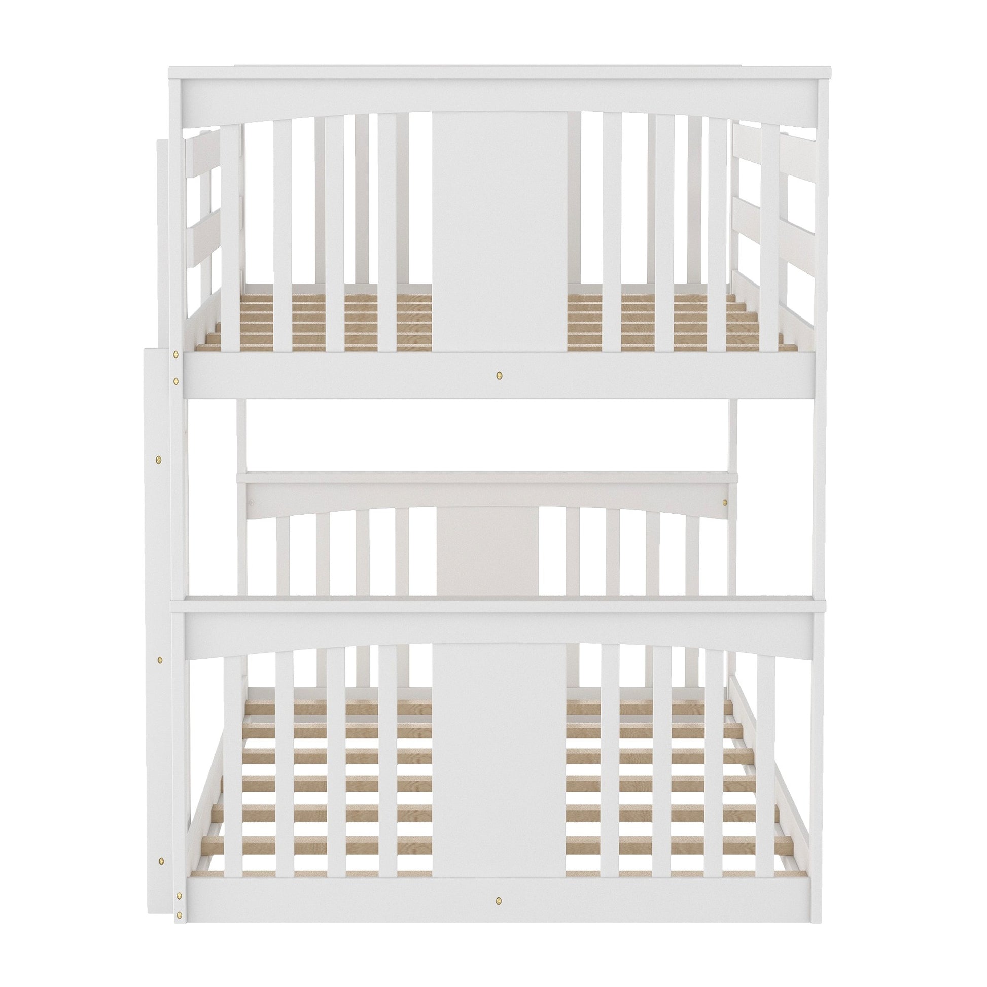 White Classic Twin Over Twin Bunk Bed With Ladder By Homeroots | Beds | Modishstore - 7