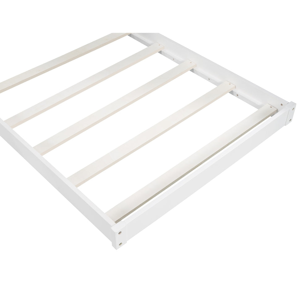 White Twin Over Twin Perpendicular Bunk Bed With Storage Stairs And Slide By Homeroots | Beds | Modishstore - 8