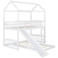 White Playhouse Frame Full Over Full Perpendicular Bunk Bed With Slide By Homeroots | Beds | Modishstore - 4