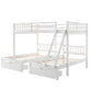 White Full Over Double Twin Triple Bunk Beds With Drawers By Homeroots | Beds | Modishstore - 4