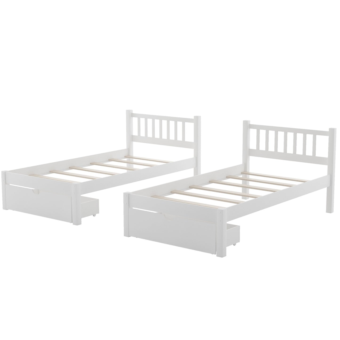 White Full Over Double Twin Triple Bunk Beds With Drawers By Homeroots | Beds | Modishstore - 8