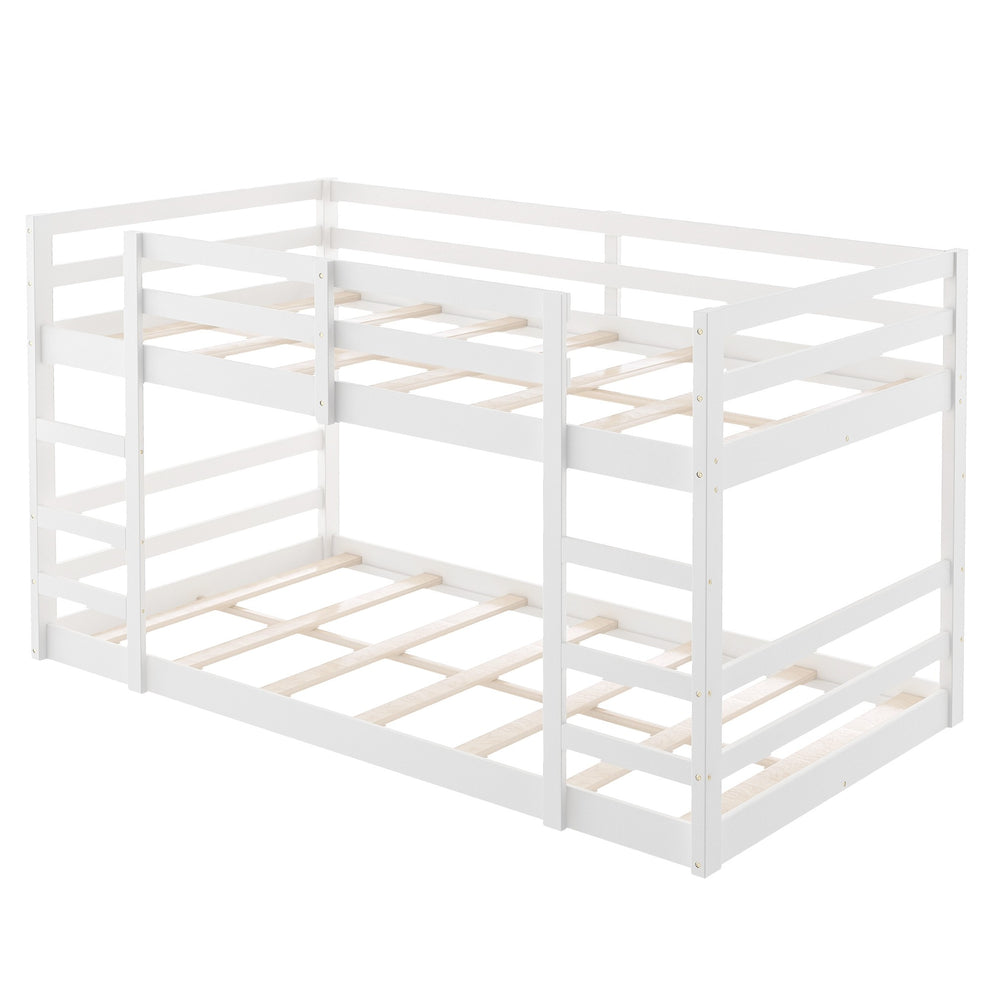 Pastel White Twin Over Twin Dual Ladder Bunk Bed By Homeroots | Beds | Modishstore - 4