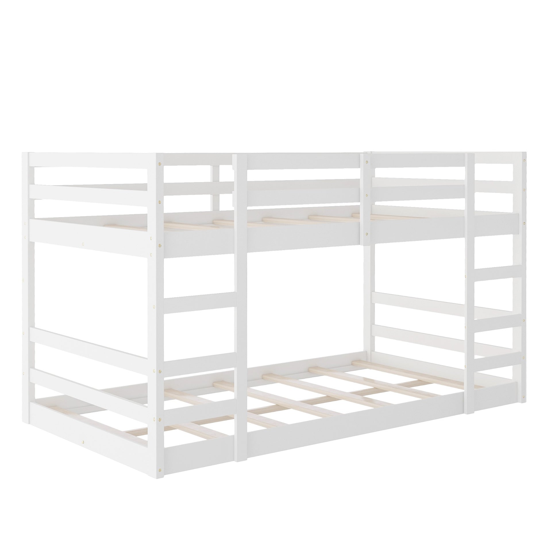 Pastel White Twin Over Twin Dual Ladder Bunk Bed By Homeroots | Beds | Modishstore - 6