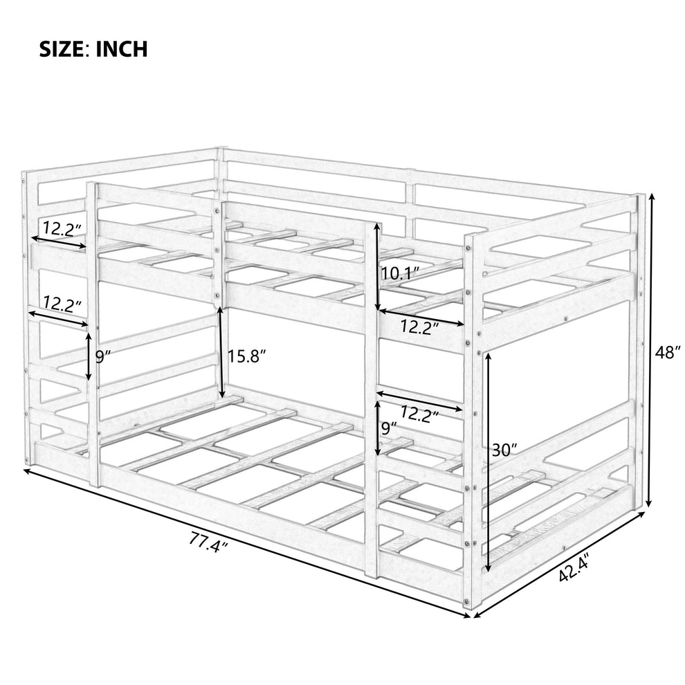 Pastel White Twin Over Twin Dual Ladder Bunk Bed By Homeroots | Beds | Modishstore - 7