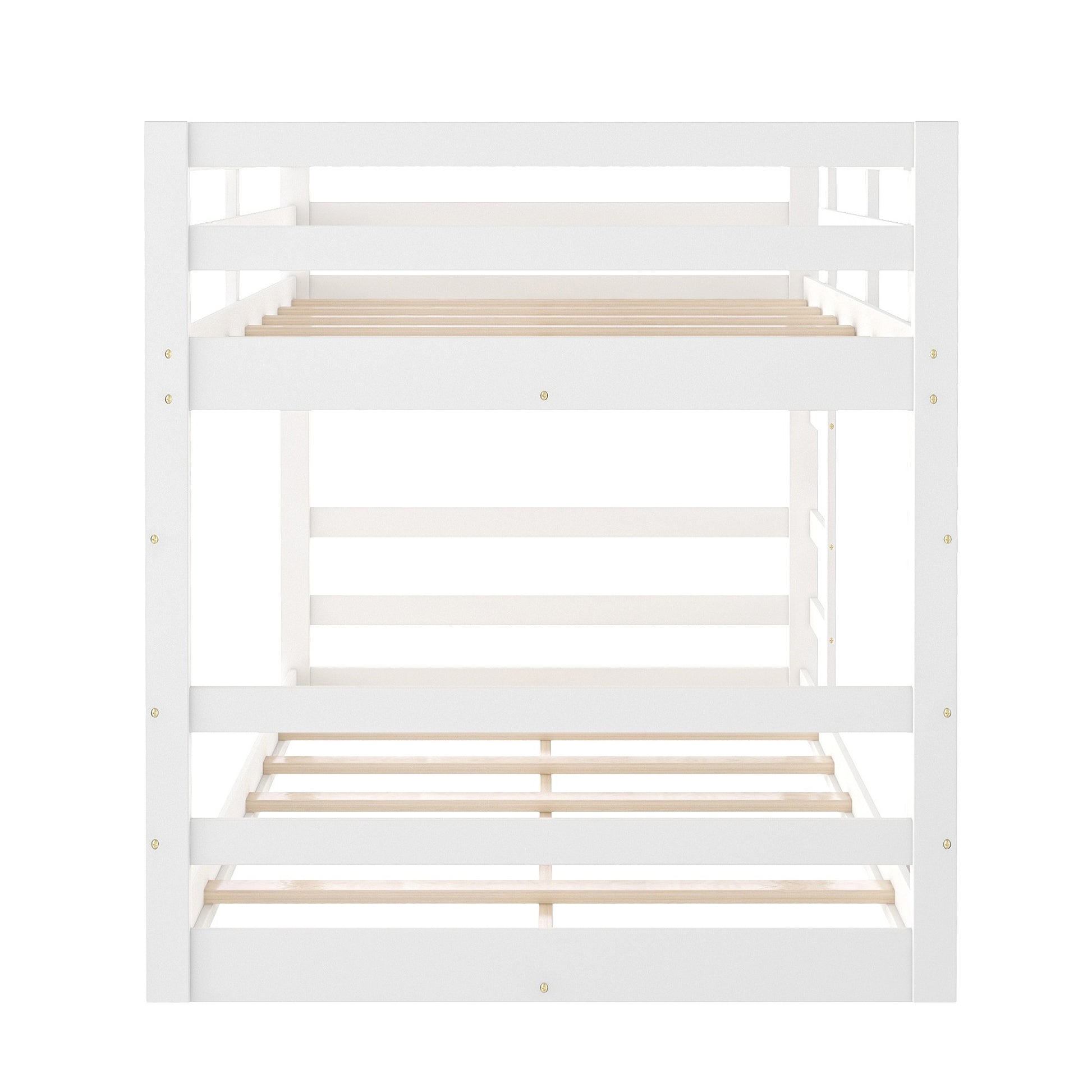 Pastel White Twin Over Twin Dual Ladder Bunk Bed By Homeroots | Beds | Modishstore - 8
