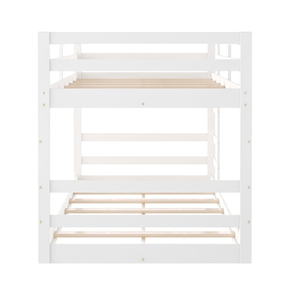 Pastel White Twin Over Twin Dual Ladder Bunk Bed By Homeroots | Beds | Modishstore - 8