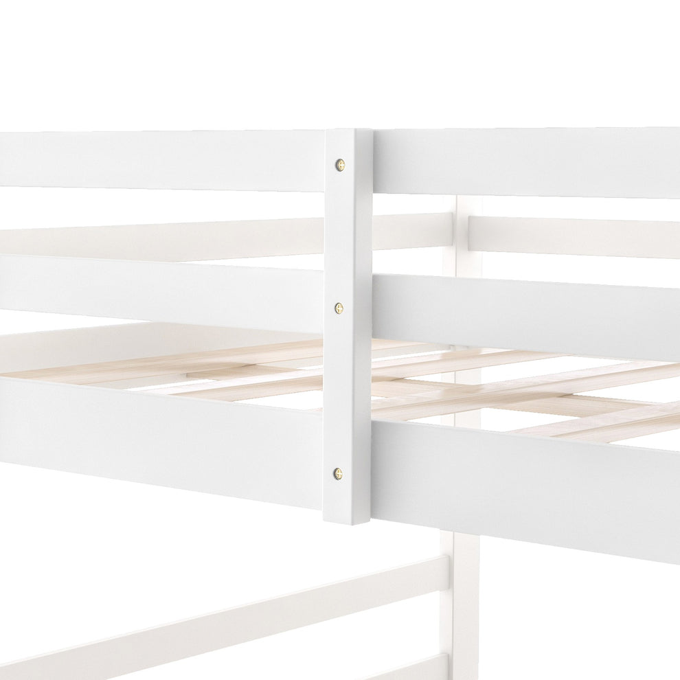 Pastel White Twin Over Twin Dual Ladder Bunk Bed By Homeroots | Beds | Modishstore - 9