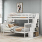 White Twin Over Full Farmhouse Style Bunk Bed With Staircase By Homeroots | Beds | Modishstore