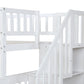 White Twin Over Full Farmhouse Style Bunk Bed With Staircase By Homeroots | Beds | Modishstore - 6