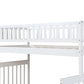White Twin Over Full Farmhouse Style Bunk Bed With Staircase By Homeroots | Beds | Modishstore - 7