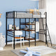 Black Twin Size Metal Loft Bed With Built In Wooden Shelves And Desk By Homeroots | Beds | Modishstore