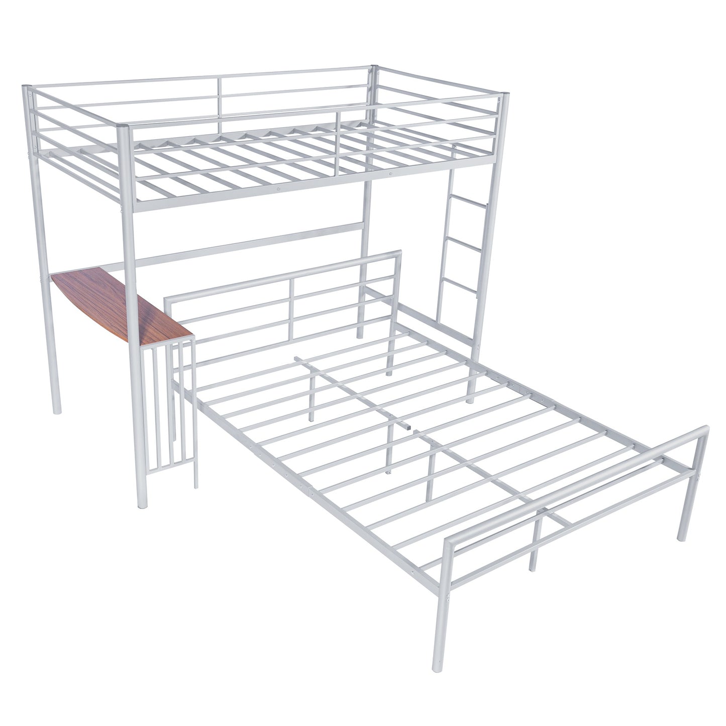 Black Twin Over Full Metal Multi Directional Bunk Bed With Desk By Homeroots | Beds | Modishstore - 15