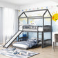 Gray Playhouse Frame Full Over Full Perpendicular Bunk Bed With Slide By Homeroots | Beds | Modishstore