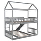 Gray Playhouse Frame Full Over Full Perpendicular Bunk Bed With Slide By Homeroots | Beds | Modishstore - 7