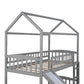 Gray Playhouse Frame Full Over Full Perpendicular Bunk Bed With Slide By Homeroots | Beds | Modishstore - 8