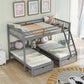 Gray Full Over Double Twin Triple Bunk Beds With Drawers By Homeroots | Beds | Modishstore - 3