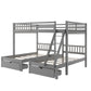 Gray Full Over Double Twin Triple Bunk Beds With Drawers By Homeroots | Beds | Modishstore - 4