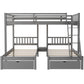 Gray Full Over Double Twin Triple Bunk Beds With Drawers By Homeroots | Beds | Modishstore - 5