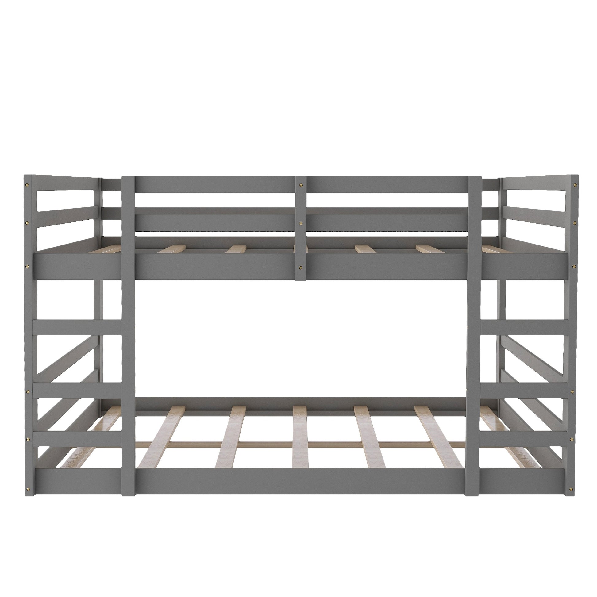 Pastel Gray Twin Over Twin Dual Ladder Bunk Bed By Homeroots | Beds | Modishstore - 5