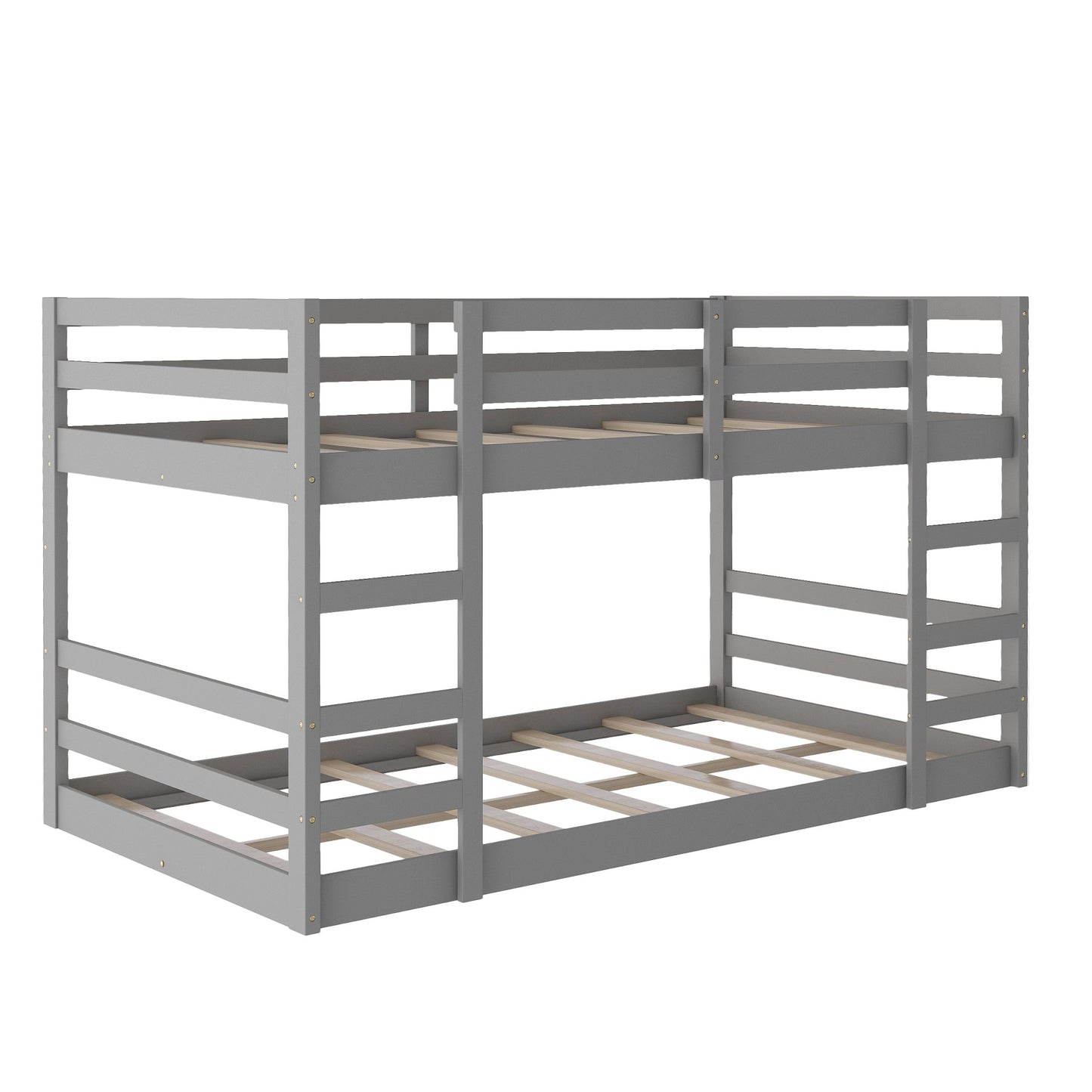 Pastel Gray Twin Over Twin Dual Ladder Bunk Bed By Homeroots | Beds | Modishstore - 6