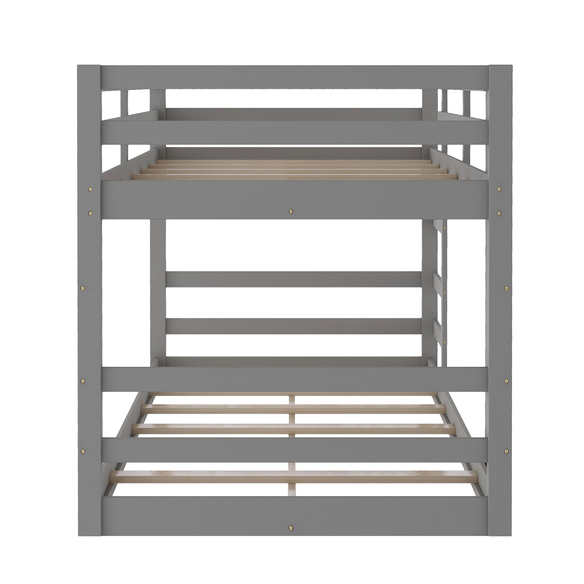 Pastel Gray Twin Over Twin Dual Ladder Bunk Bed By Homeroots | Beds | Modishstore - 8