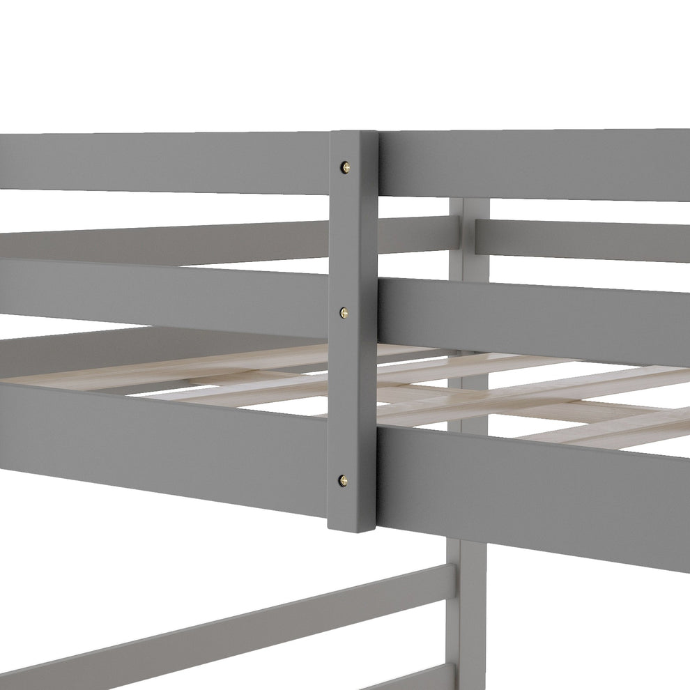 Pastel Gray Twin Over Twin Dual Ladder Bunk Bed By Homeroots | Beds | Modishstore - 9