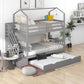 Gray Twin Over Twin Playhouse Bunk Bed With Trundle And Staircase By Homeroots | Beds | Modishstore