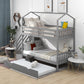 Gray Twin Over Twin Playhouse Bunk Bed With Trundle And Staircase By Homeroots | Beds | Modishstore - 3