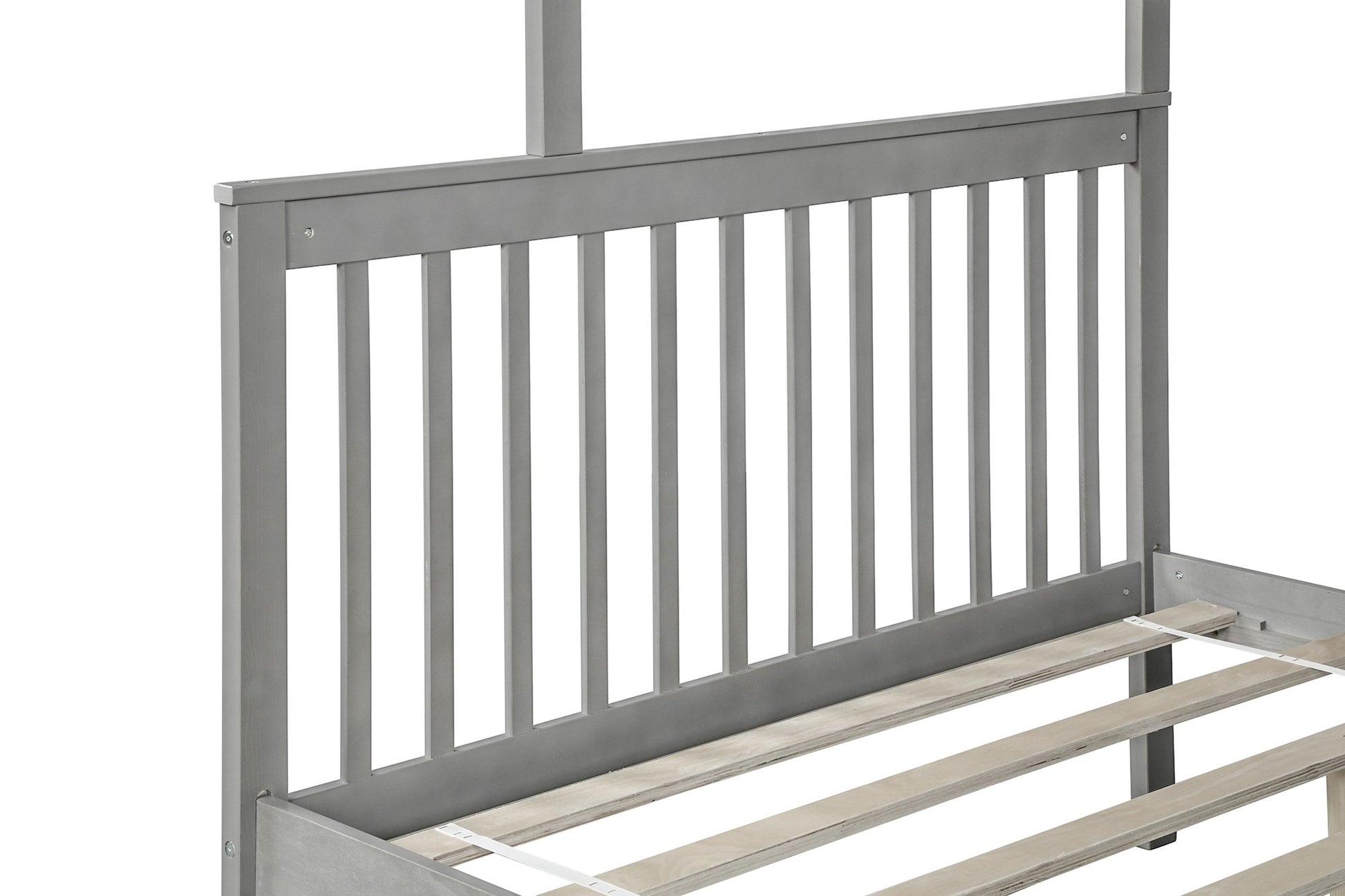 Gray Twin Over Full Farmhouse Style Bunk Bed With Staircase By Homeroots | Beds | Modishstore - 8