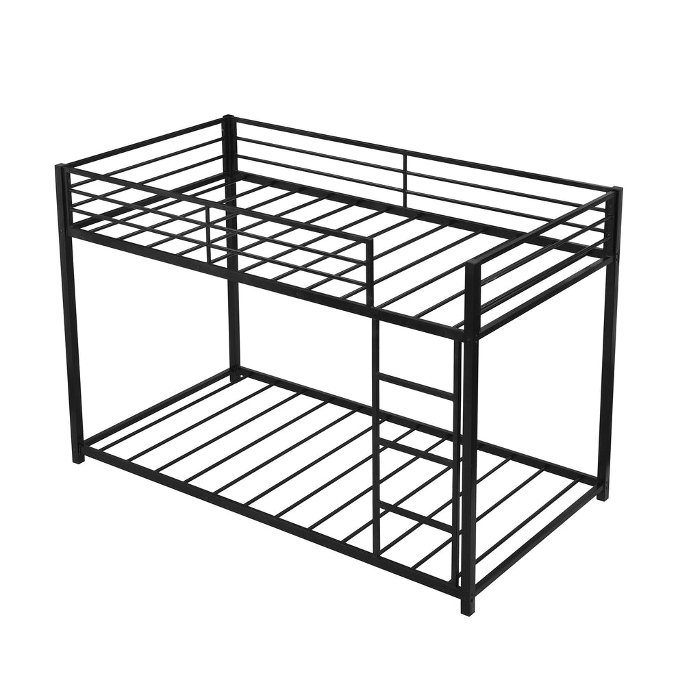 Black Twin Over Twin Metal Low Bunk Bed By Homeroots | Beds | Modishstore - 6