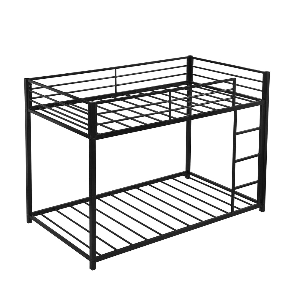 Black Twin Over Twin Metal Low Bunk Bed By Homeroots | Beds | Modishstore - 7