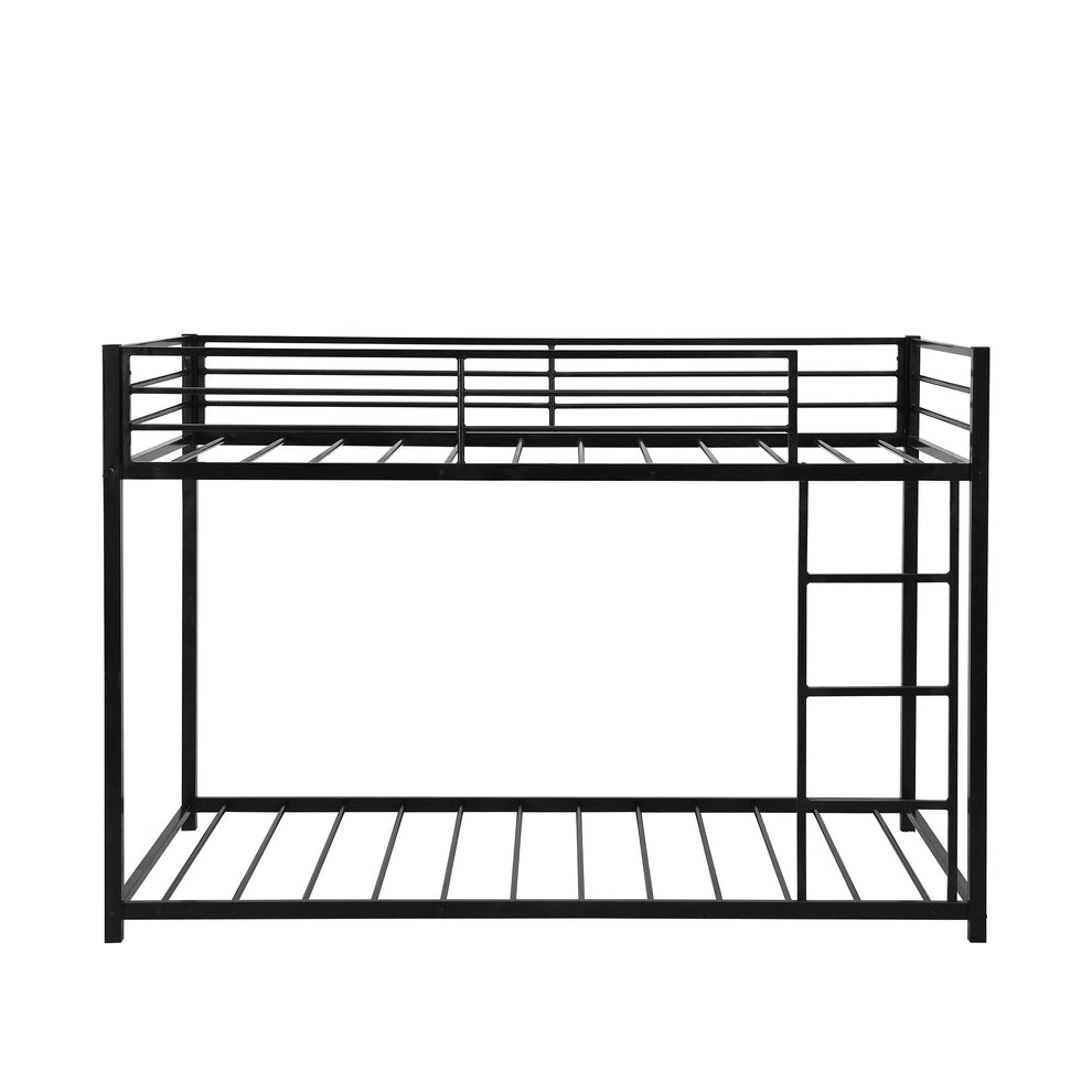 Black Twin Over Twin Metal Low Bunk Bed By Homeroots | Beds | Modishstore - 8